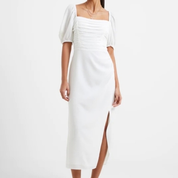 French Connection Dresses & Skirts - French connection White Sheath Dress with Short Puff Sleeves​
